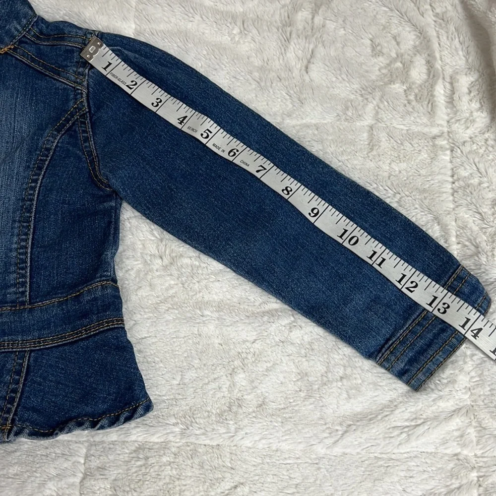 Little Maven by Tori Spelling Mandarin Collar Denim Blue Jean Jacket - Size 4Y